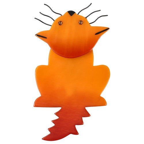 Mango orange Zenith Cat Brooch - Galalith – Vintage Jewelry - handcrafted by Pavone by Pavone