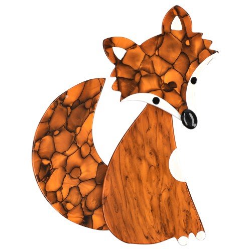 Marbled Orange Sparkle Ladyfox Fox Brooch (large size) - Galalith – Vintage Jewelry - handcrafted by Pavone by Pavone