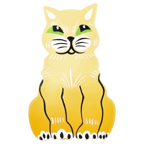 Mimosa Yellow Zouzounet Cat Brooch - Galalith – Vintage Jewelry - handcrafted by Pavone by Pavone