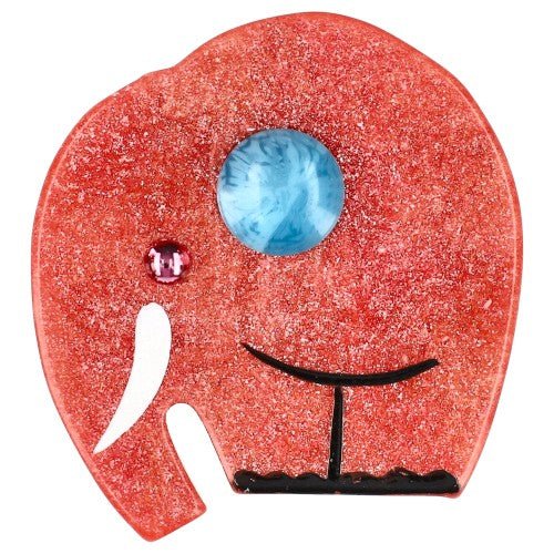 Iridescent Multicolored Mini Alphonse Elephant Brooch with a Aquamarine Blue Ear (Mini Brooch) - Galalith – Vintage Jewelry - handcrafted by Pavone by Pavone