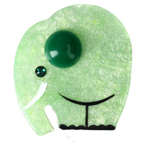Iridescent Pistachio Green Alphonse Elephant Brooch with a Green Ear (Mini Brooch) - Galalith – Vintage Jewelry - handcrafted by Pavone by Pavone