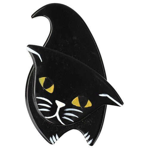 Black Zorro Cat Brooch (Mini Brooch) - Galalith – Vintage Jewelry - handcrafted by Pavone by Pavone