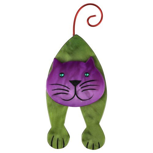Moss Green and Purple Mirko Cat Brooch - Galalith – Vintage Jewelry - handcrafted by Pavone by Pavone