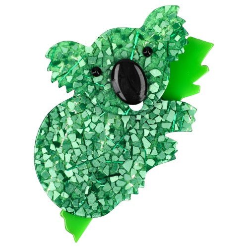 Mosaic Green and Anise Green Koala Brooch - Galalith – Vintage Jewelry - handcrafted by Pavone by Pavone