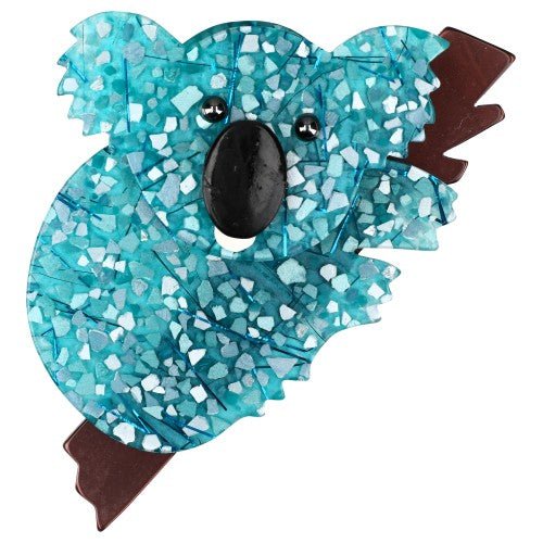 Mosaic Turquoise and Brown Koala Brooch - Galalith – Vintage Jewelry - handcrafted by Pavone by Pavone