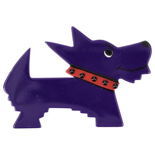 Amethyst Purple and red Muso Dog Brooch handcrafted by Pavone by Pavone