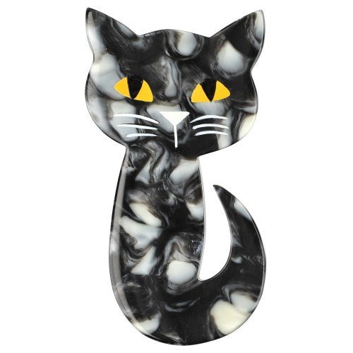 Speckled Grey Mystery Cat Brooch - Galalith – Vintage Jewelry - handcrafted by Pavone by Pavone