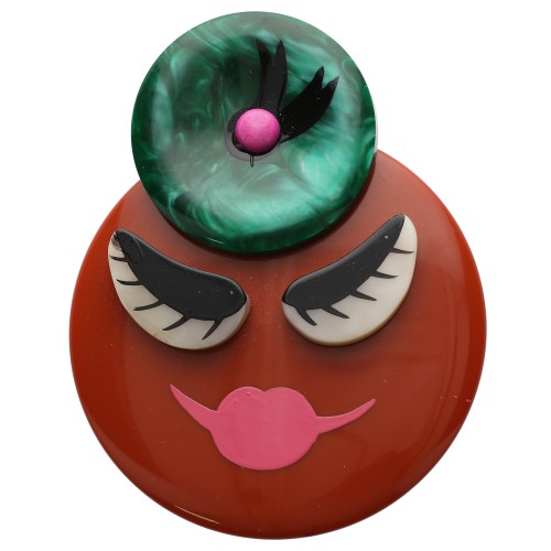 Brown, Green and Pink Miss Boldbella Brooch