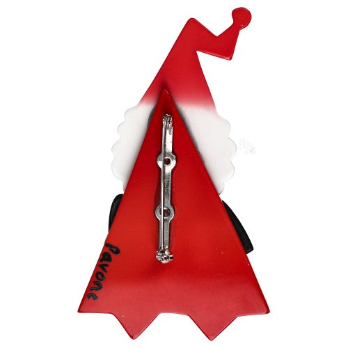 Red and Black with Flakes Santa Claus Brooch back Side