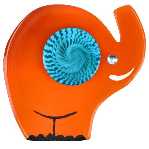 Orange and Turquoise Blue Alphonse Elephant Brooch - Galalith – Vintage Jewelry - handcrafted by Pavone by Pavone
