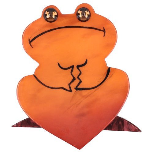 Orange Tree Frog Brooch - Galalith – Vintage Jewelry - handcrafted by Pavone by Pavone