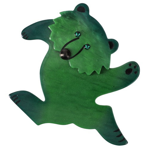 Fern Green Dancing Bear Brooch