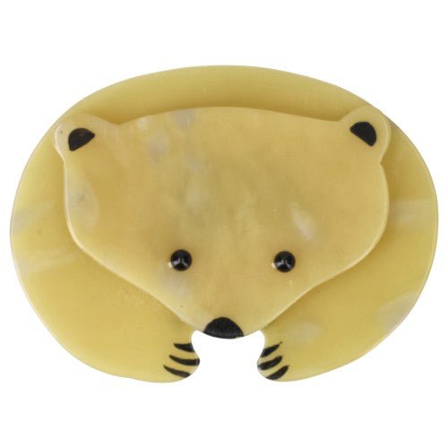 Vanilla Yellow Polar Bear Brooch - Galalith – Vintage Jewelry - handcrafted by Pavone by Pavone