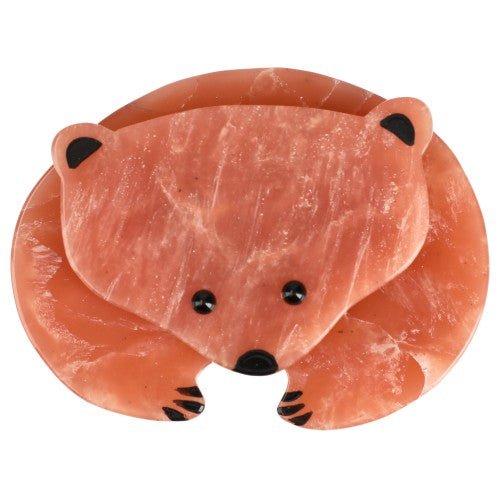 Veined Pink Polar Bear Brooch - Galalith – Vintage Jewelry - handcrafted by Pavone by Pavone