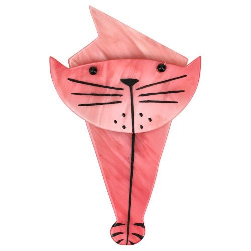 Pearly Pink Voltiko Cat Brooch - Galalith – Vintage Jewelry - handcrafted by Pavone by Pavone