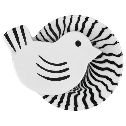 White and Black Sun Bird Brooch (Mini Brooch) - Galalith – Vintage Jewelry - handcrafted by Pavone by Pavone