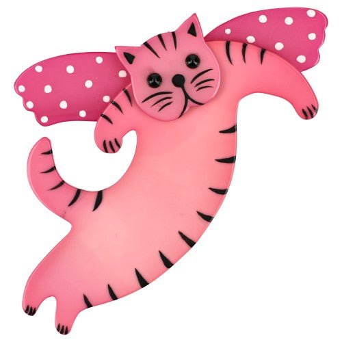 Pink and Fuchsia Pink Angelo Cat Brooch - Galalith – Vintage Jewelry - handcrafted by Pavone by Pavone