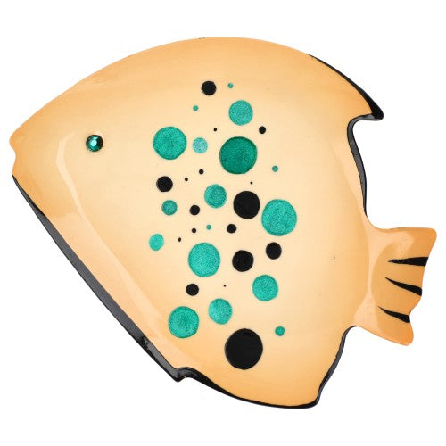 Light Yellow Loulou Fish Brooch with polka dots 