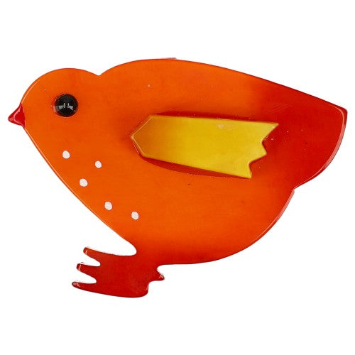 Orange and Yellow Hen Brooch (small size) 