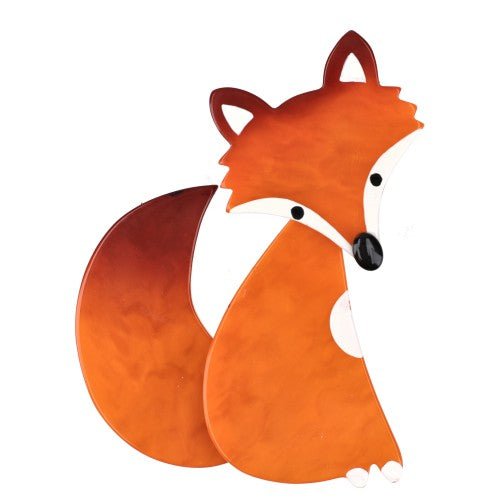Pumpkin Orange and White Ladyfox Fox Brooch (Right) - Galalith – Vintage Jewelry - handcrafted by Pavone by Pavone