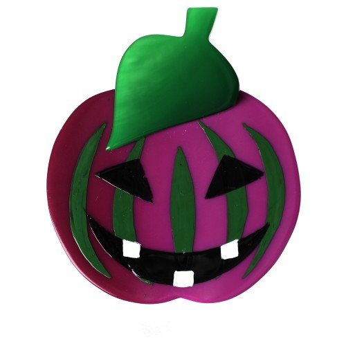 Purple and Green Pumpkin Brooch - Galalith – Vintage Jewelry - handcrafted by Pavone by Pavone