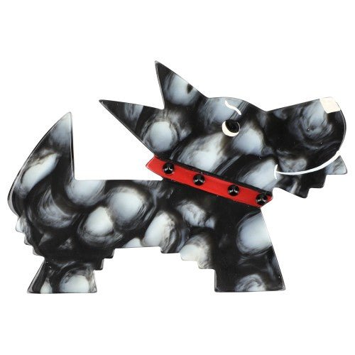 Mottled Grey Muso Dog Brooch handcrafted by Pavone by Pavone