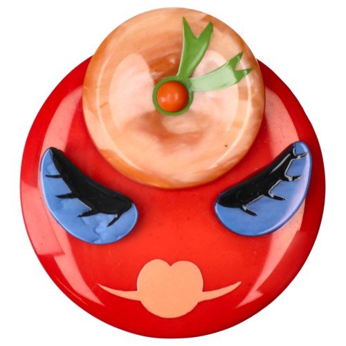 Red and Orange Miss Boldbella Brooch - Galalith – Vintage Jewelry - handcrafted by Pavone by Pavone