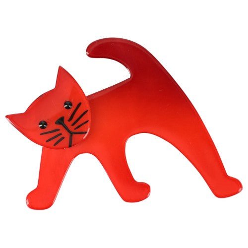 Red Ouistiti Cat Brooch - Galalith – Vintage Jewelry - handcrafted by Pavone by Pavone