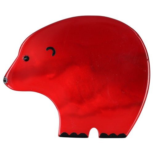 Red Round Bear Brooch (Large size) - Galalith – Vintage Jewelry - handcrafted by Pavone by Pavone
