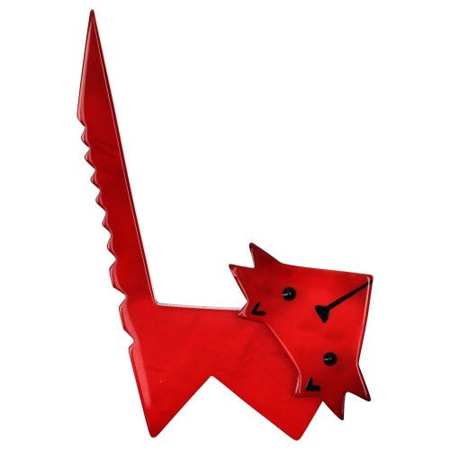 Red Zigzag Cat Brooch - Galalith – Vintage Jewelry - handcrafted by Pavone by Pavone