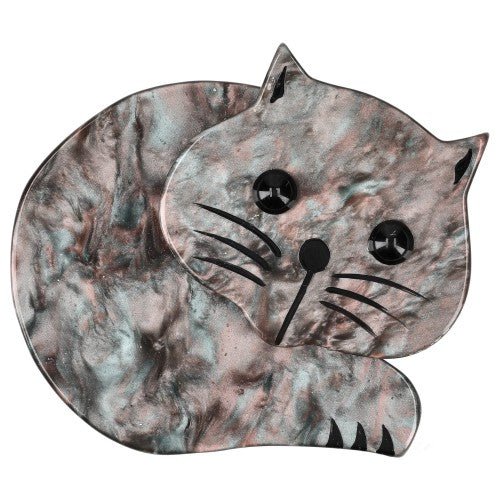 Agate Beige Roudoudou Cat Brooch with Black Eyes - Galalith – Vintage Jewelry - handcrafted by Pavone by Pavone