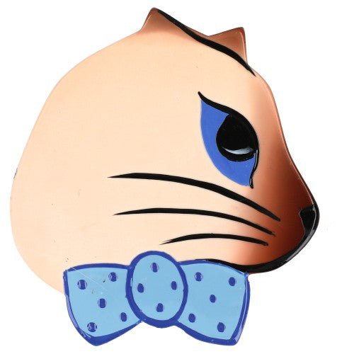 Siamese Ribbon Cat Brooch (right) - Galalith – Vintage Jewelry - handcrafted by Pavone by Pavone