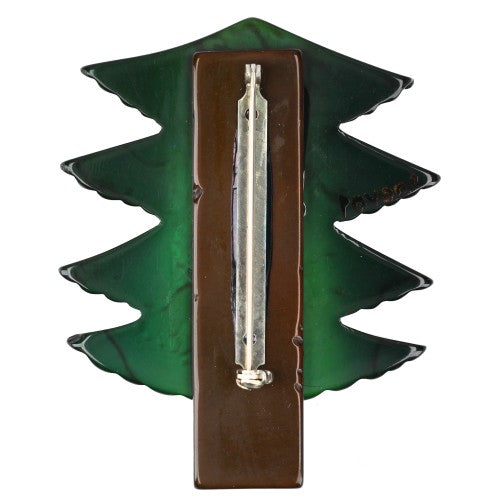 Green and Red Ghirlande Christmas Tree Brooch