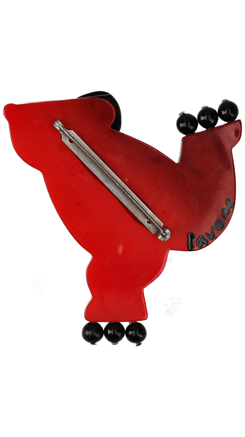 Scarlet Red Roller Bear Brooch - Galalith – Vintage Jewelry - handcrafted by Pavone by Pavone