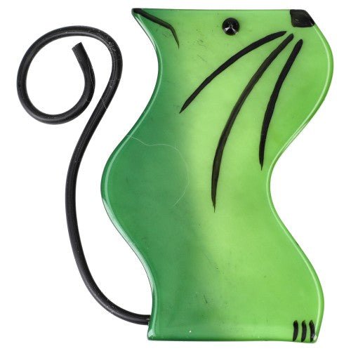 Anise Green Wavy Scoubidou Cat Brooch - Galalith – Vintage Jewelry - handcrafted by Pavone by Pavone