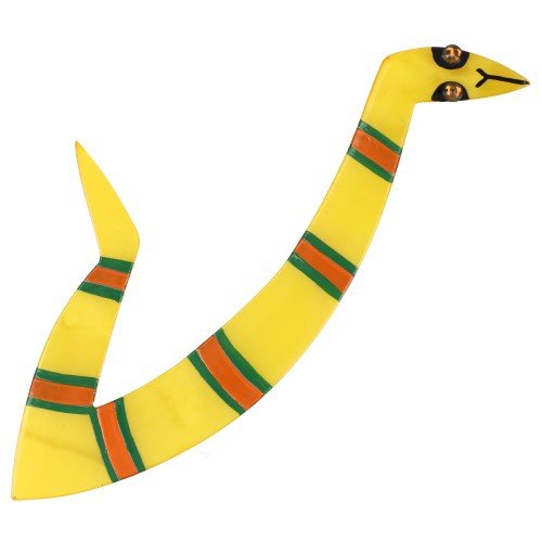 Yellow, Orange and Green Naja Snake Brooch - Galalith – Vintage Jewelry - handcrafted by Pavone by Pavone