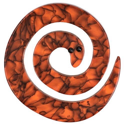 Marbled orange Coiled Snake Brooch - Galalith – Vintage Jewelry - handcrafted by Pavone by Pavone