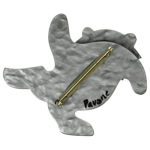Silver Grey Dancing Bear Brooch - Galalith – Vintage Jewelry - handcrafted by Pavone by Pavone