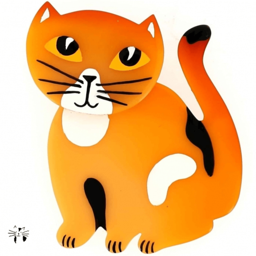 Sunshine Yellow Gandou Cat Brooch (Large Size) - Galalith – Vintage Jewelry - handcrafted by Pavone by Pavone