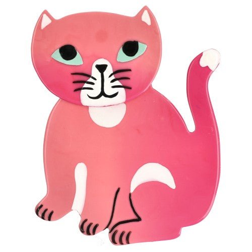 Taffy Pink Gandou Cat Brooch (small size) - Galalith – Vintage Jewelry - handcrafted by Pavone by Pavone