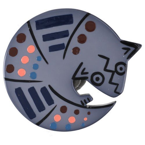 Blue Grey and Multicolored Armadillo Brooch - Galalith – Vintage Jewelry - handcrafted by Pavone by Pavone