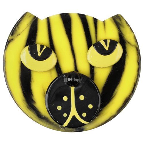 Striped Tiger Cat Lynx Brooch (1) - Galalith – Vintage Jewelry - handcrafted by Pavone by Pavone