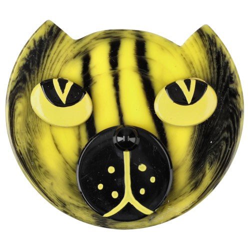 Striped Tiger Cat Lynx Brooch (2) - Galalith – Vintage Jewelry - handcrafted by Pavone by Pavone