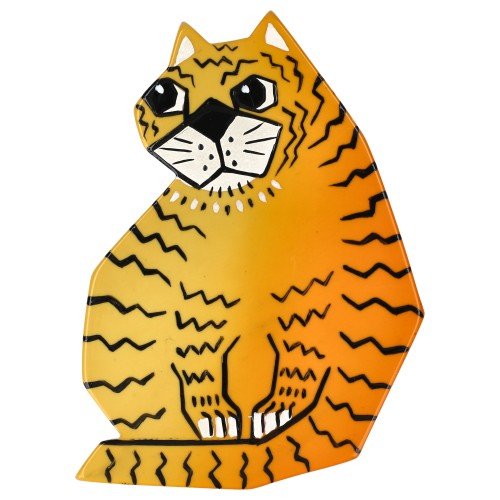 Yellow Sitting Tiger Brooch - Galalith – Vintage Jewelry - handcrafted by Pavone by Pavone