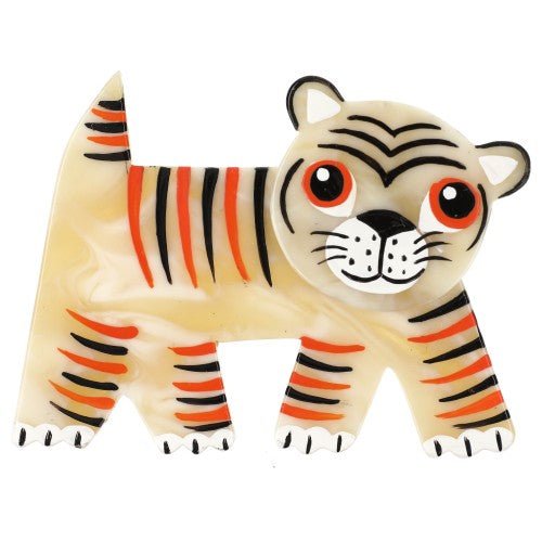 Moonlight Yellow Sambo Tiger Brooch (right) - Galalith – Vintage Jewelry - handcrafted by Pavone by Pavone