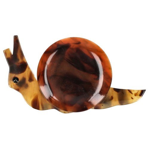Tortoise shell Snail Brooch - Galalith – Vintage Jewelry - handcrafted by Pavone by Pavone