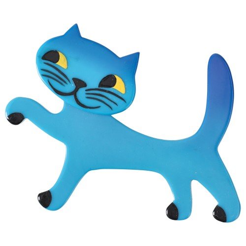 Turquoise Blue Titi Cat Brooch - Galalith – Vintage Jewelry - handcrafted by Pavone by Pavone