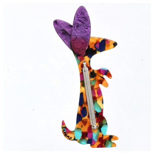 Tutti Frutti (turquoise blue) Boogie Bunny Rabbit Brooch with Purple Ears back side