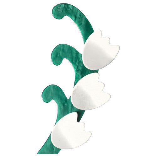 White and and Duck Green Single Lily of The Valley Brooch - Galalith – Vintage Jewelry - handcrafted by Pavone by Pavone