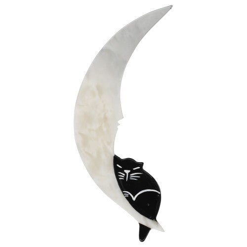 White and Black Moonlight Cat Brooch - Galalith – Vintage Jewelry - handcrafted by Pavone by Pavone